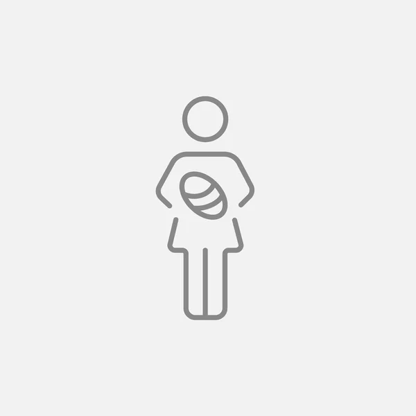 Mulher segurando ícone de linha de bebê . —  Vetores de Stock