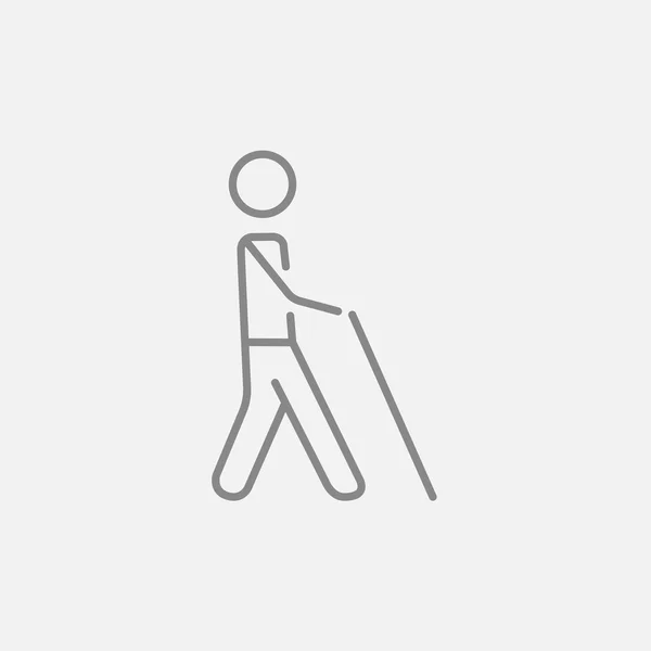 Blind man med stick line ikon. — Stock vektor