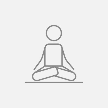 Lotus poz çizgisi simgesinde meditasyon adam.