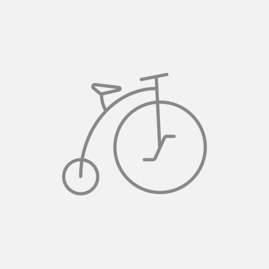 Old bicycle with big wheel line icon. clipart