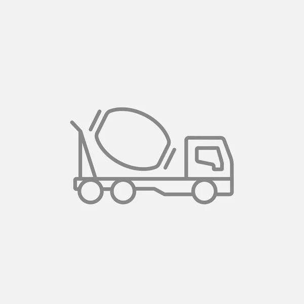 Betonnen mixer truck lijn pictogram. — Stockvector