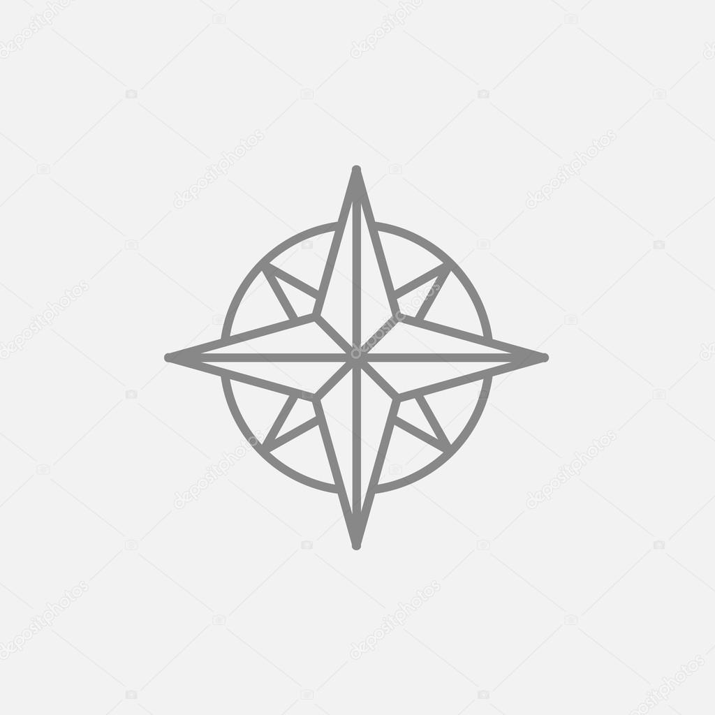 Compass wind rose line icon.