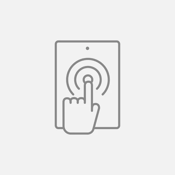 Finger toccando icona linea tablet digitale . — Vettoriale Stock