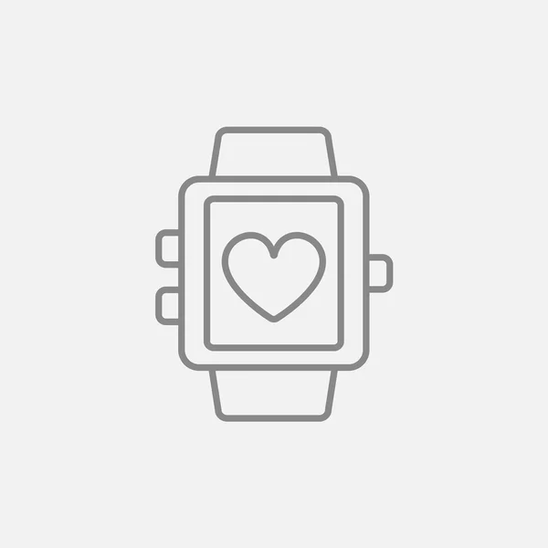 Smartwatch with heart sign line icon. — Stock Vector