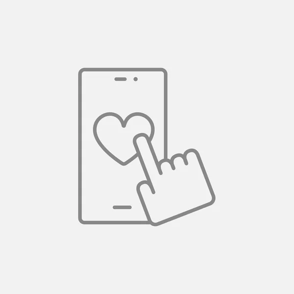 Smartphone con icono de línea de señal de corazón . — Archivo Imágenes Vectoriales