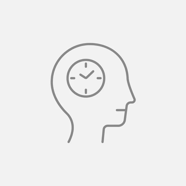 Human head with clock line icon. — Stock Vector