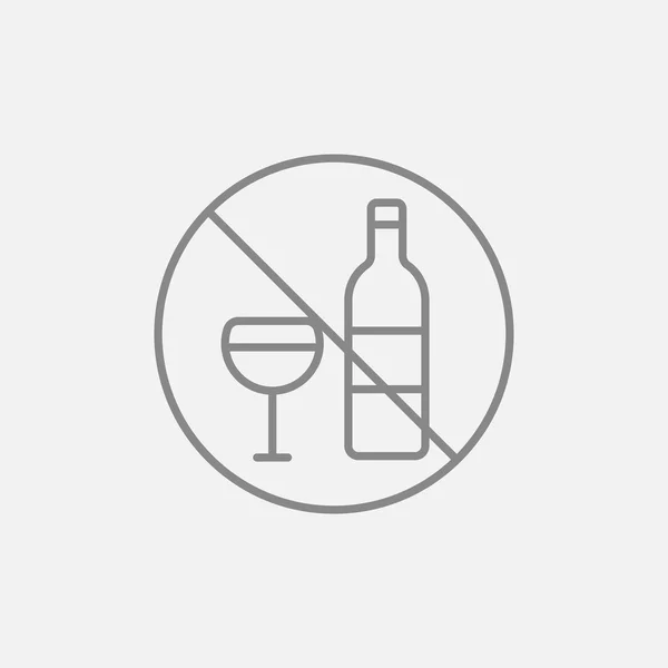 Ningún icono de línea de señal de alcohol . — Vector de stock