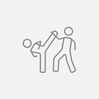 Karate fighters line icon. clipart