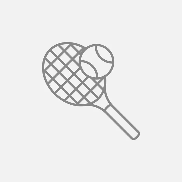 Raqueta de tenis e ícono de línea de pelota . — Vector de stock
