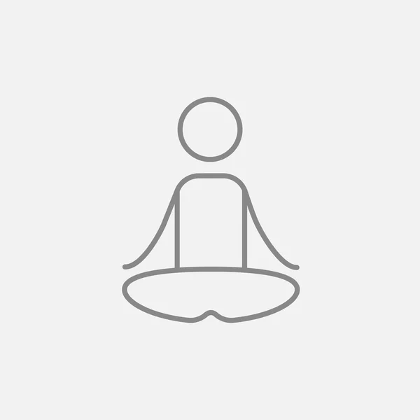 Hombre meditando en el icono de la línea de pose de loto . — Vector de stock