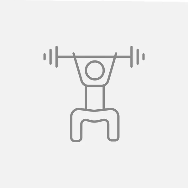 Man exercising with barbell line icon. — Stock Vector