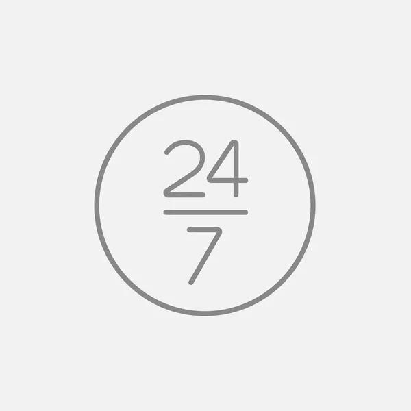 Open 24 hours and 7 days in wheek sign line icon. — Wektor stockowy