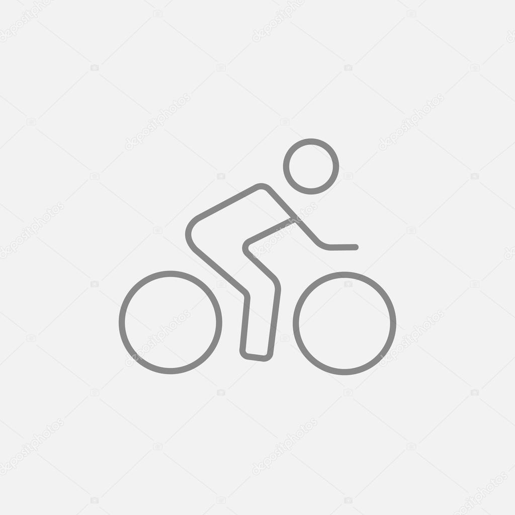 Man riding  bike line icon.