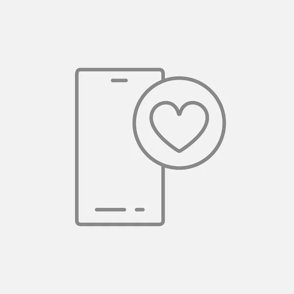 Smartphone with heart sign line icon. — Stock Vector