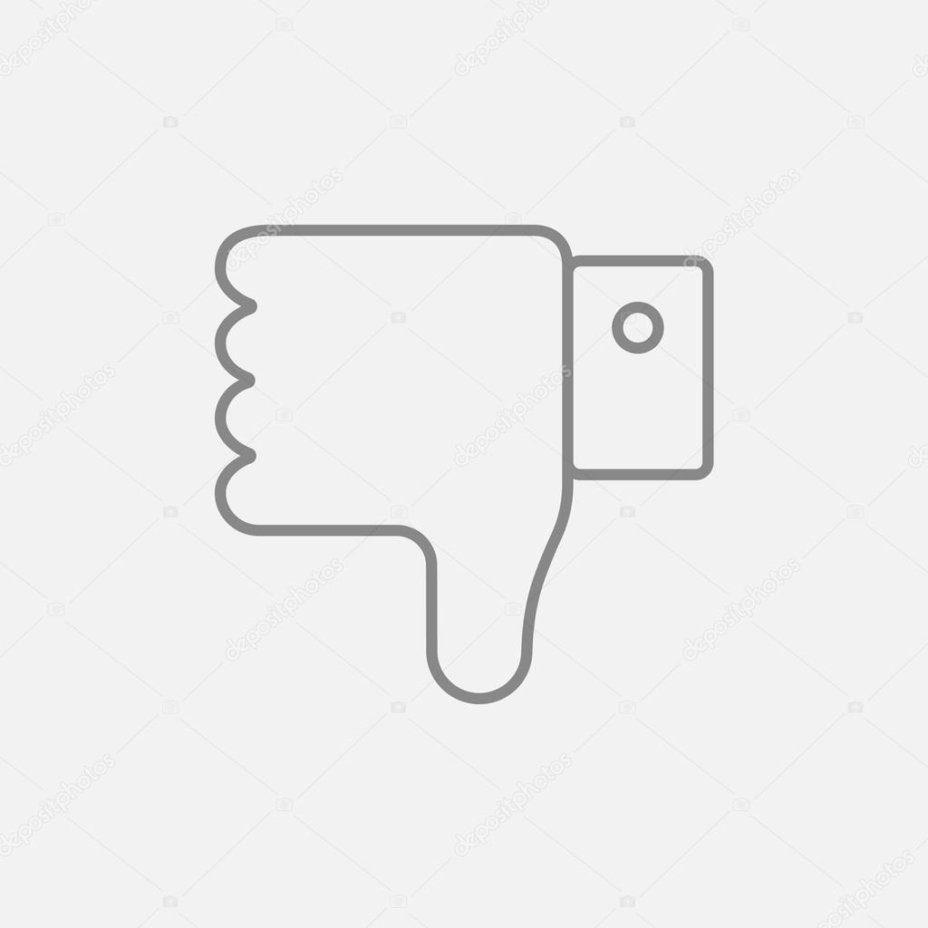 Thumb down hand sign line icon.