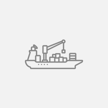 Cargo container ship line icon. clipart