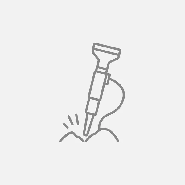 Icono de línea de perforación de martillo neumático . — Vector de stock