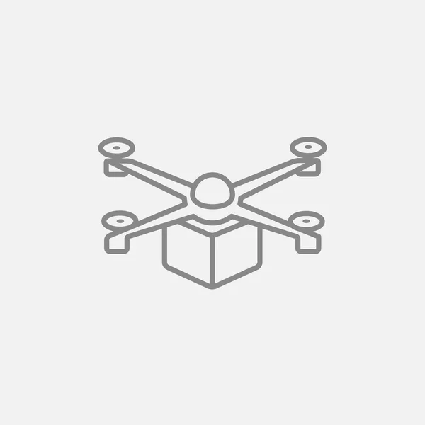 Drone delivering package line icon. — Stock Vector