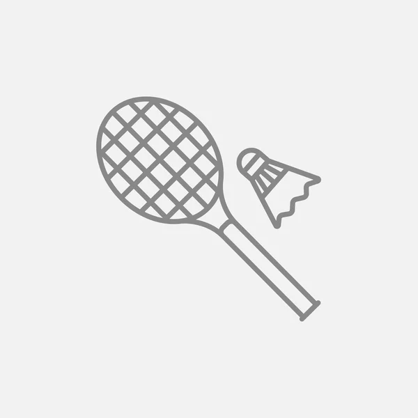 Shuttle en badminton racket lijn pictogram. — Stockvector