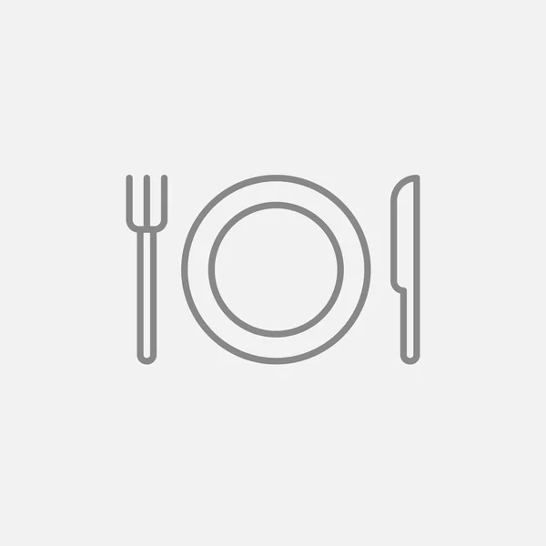 Assiette avec icône de ligne de couverts . — Image vectorielle