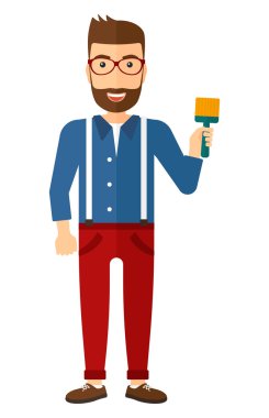 Painer with paint brush.