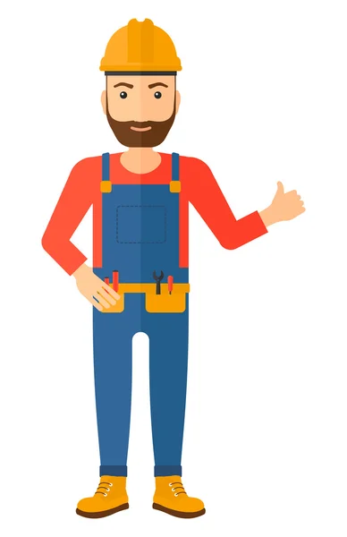 Constructor mostrando pulgares hacia arriba . — Vector de stock