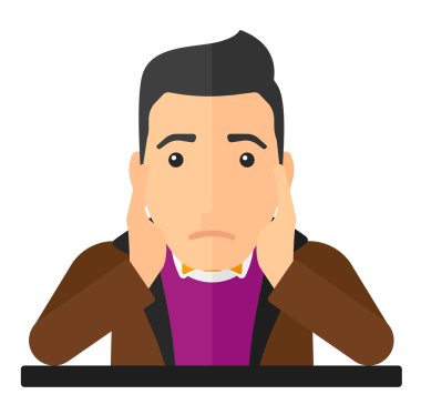 Adam umutsuz onun kafasından tutarak.