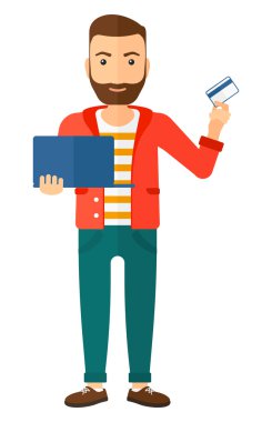 Man making purchases online. clipart
