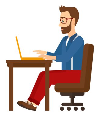 laptop çalışan adam.