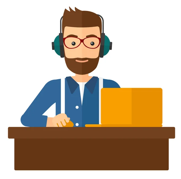 Man working at laptop. — Stock Vector