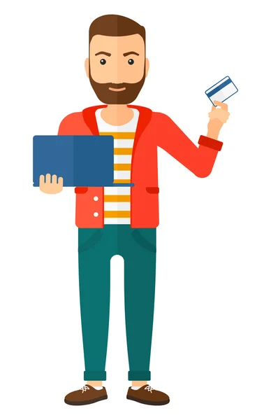 Man making purchases online. — Stock Vector