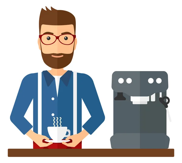 Hombre haciendo café . — Vector de stock