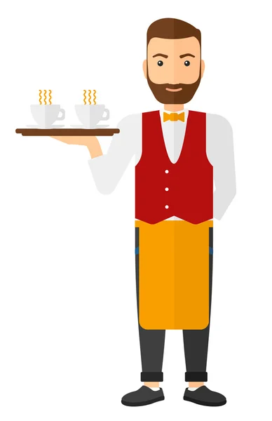 Waiter holding tray with beverages. — Stockový vektor