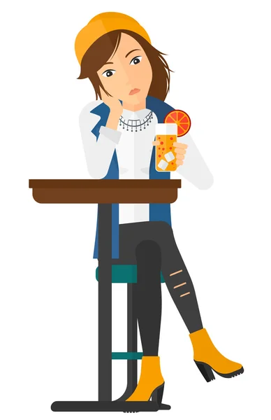 Woman sitting at bar. — Stock Vector