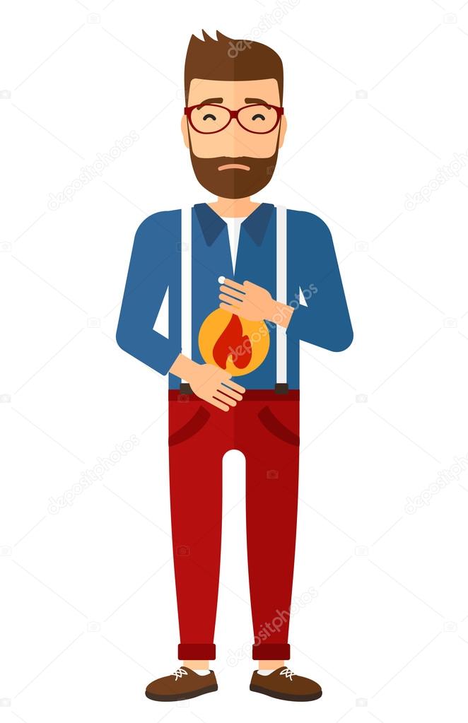 Man suffering from heartburn.