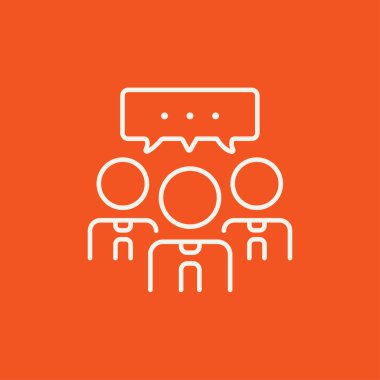 İnsanlarla konuşma kare üzerinde onların kafaları satırı simgesi.