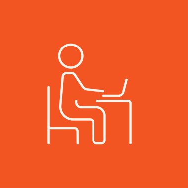 Onun laptop satırı kutsal kişilerin resmi vasıl çalışma iş adamı.