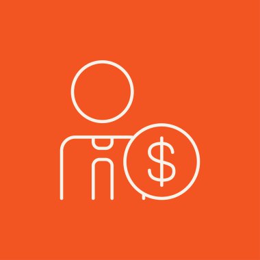 Dolar işareti satırı simgesi olan adam.