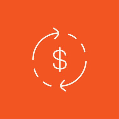 Dollar symbol with arrows line icon.