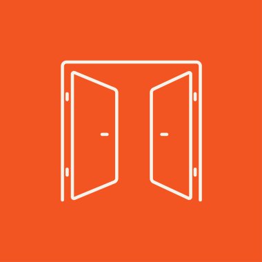 Open doors line icon.