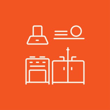 Kitchen interior line icon.
