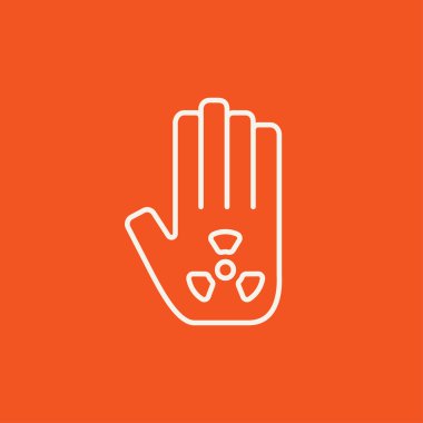 İyonizan radyasyon tabelada palm satırı simgesi.