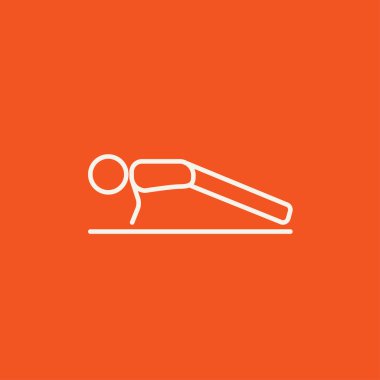 Man making push ups line icon.