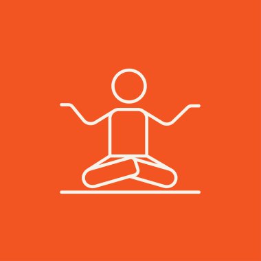 Lotus poz çizgisi simgesinde meditasyon adam.