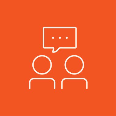 İnsanlarla konuşma kare üzerinde onların kafaları satırı simgesi.