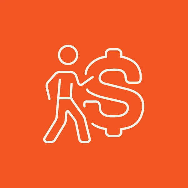 Businessman with a big dollar symbol line icon. — Stok Vektör