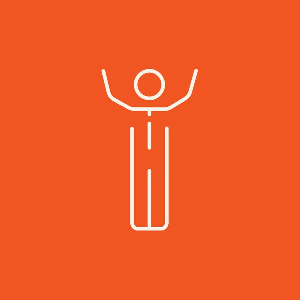 Man with raised arms line icon. — 图库矢量图片