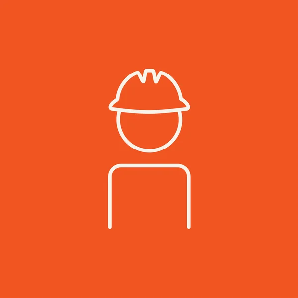 Worker wearing hard hat line icon. — Stock Vector