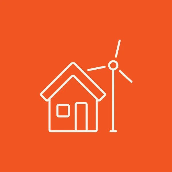 House with windmill line icon. — Stockový vektor