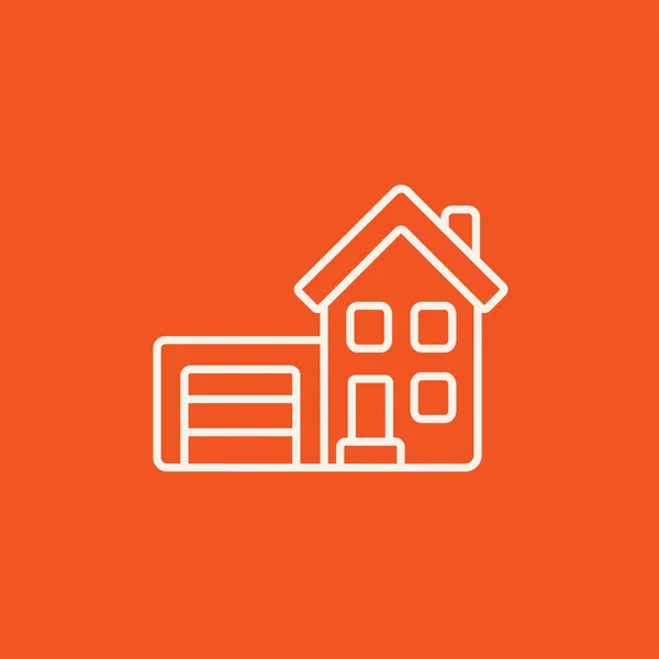 House with garage line icon. — Stock Vector